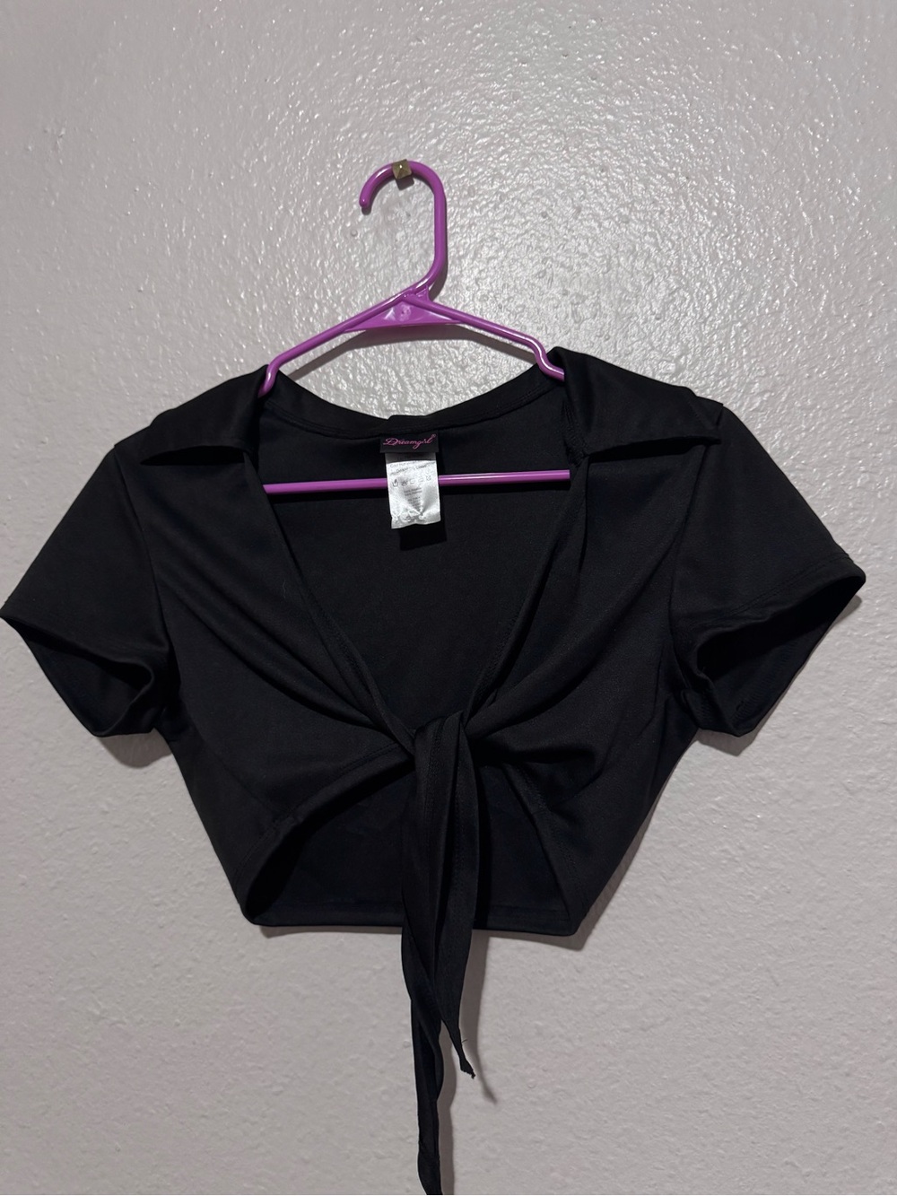 DreamGirl Tie-Front Black Crop Top - Women - One Size
